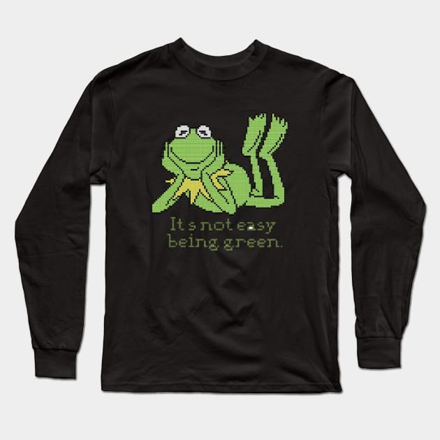 POXELART - Kermit its not easy being green Long Sleeve T-Shirt by JigongNumpuk